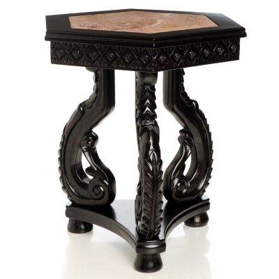 HAND CARVED MARBLE TABLE SIDE