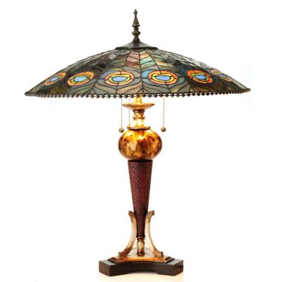 FEATHERING PEACOCK TABLE LAMP