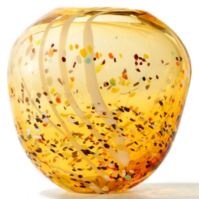 FAVRILE ART GLASS 10.25"X11" AMBER SPECKLE VASE