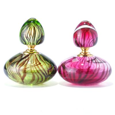 430-702 - Favrile Set of Two 4.25'' Hand-Blown Art Glass Perfume Bottle Figurines