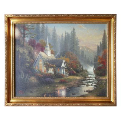 THOMAS KINKADE "FOREST CHAPEL" FRAMED TEXTURED PRINT