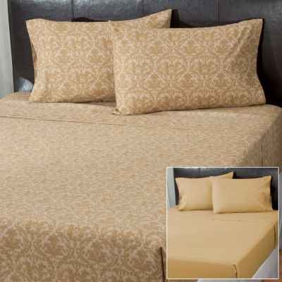 431-022 - Cozelle&reg; ''Damask'' Microfiber Set of Two Four-Piece Sheet Sets