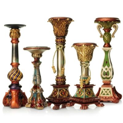 Set of 5 Mardi Gras Candle Sticks