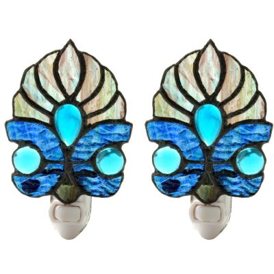 431-181 - Tiffany Style 5.5'' Vivaldi Set of Two Stained Glass Nightlights