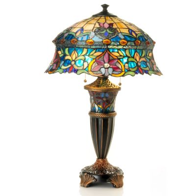 DARIEN DOUBLE LIT STAINED GLASS TABLE LAMP