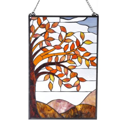 Autumn Leaves Stained Glass Panel
