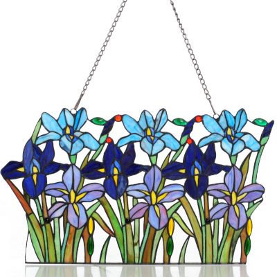 Field of Irises Stained Glass Panel