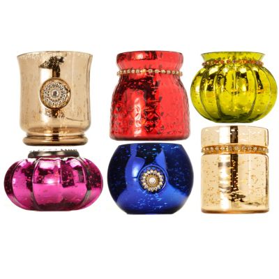 431-409 - Style at Home with Margie "Elina" Set of Six Mercury Glass Candle Holders