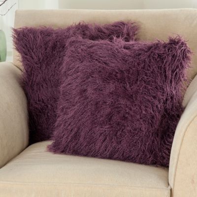 431-417 - North Shore Linens&trade; Set of Two Faux Lamb Fur Decorative Pillows