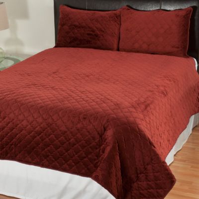 431-487 - Cozelle&reg; Quilted Velvet Microplush Three-Piece Coverlet Set