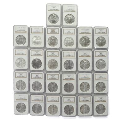 1986-2011 SILVER EAGLE SET NGC MS69