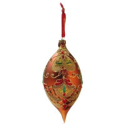 WATERFORD ELONGATED BEADED LACE AMBER SPIRE ORNAMENT
