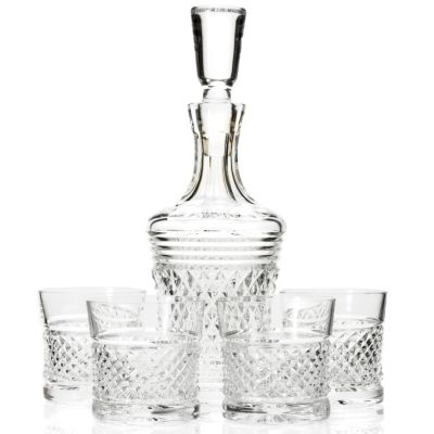WATERFORD CRYSTAL COPPER COAST WHISKEY DECANTER AND FOUR CUPS