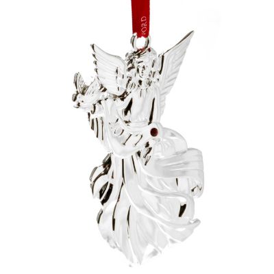 WATERFORD CRYSTAL SILVER CHRISTMAS ANGEL OF PEACE ORNAMENT