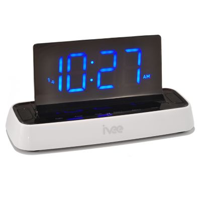 ivee flex voice controlled talking alarm clock radio-white