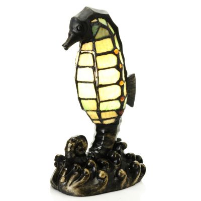 431-810 - Tiffany-Style 11.5'' Seahorse Stained Glass Accent Lamp 