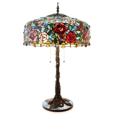 TIFFANY STYLE ROSE BUSH TABLE LAMP