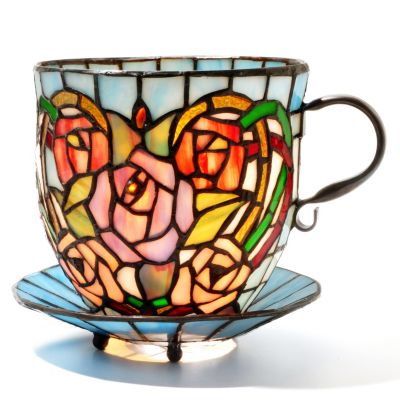 TIFFANY STYLE ROSALEE TEACUP ACCENT LAMP