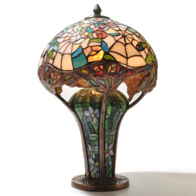 431-825 - Tiffany-Style 19" Cobweb Stained Glass Table Lamp 