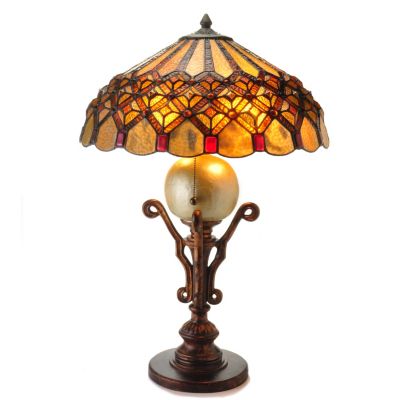 TIFFANY STYLE BORDEAUX DIAMOND TABLE LAMP