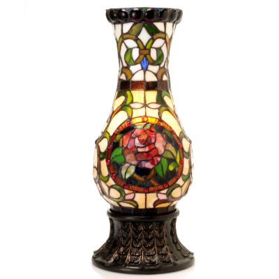 431-832 - Tiffany-Style 24'' Silvia Rose Stained Glass Vase Lamp 