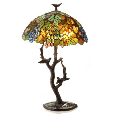 431-833 - Tiffany-Style 34" Sparrow's Haven Stained Glass Table Lamp 