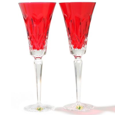 WATERFORD CRYSTAL I LOVE LISMORE RED TOASTING FLUTES