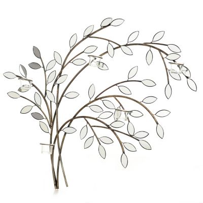 431-875 - Style at Home with Margie 25" Blowing Leaves Hand-Made Candle Holder 