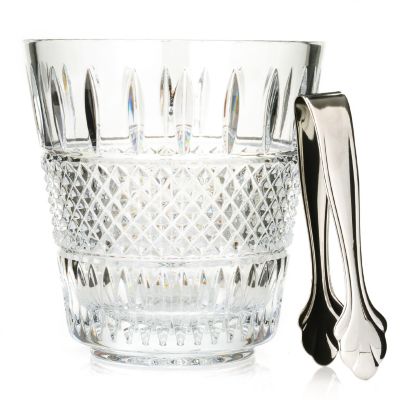 WATERFORD CRYSTAL IRISH LACE ICE BUCKET WITH TONGS