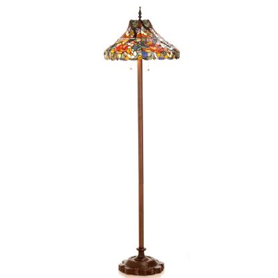 431-930 - Tiffany-Style 64'' Scarlett Rose Garden Stained Glass Floor Lamp 