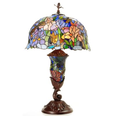 431-931 - Tiffany-Style 29" Cornelius Estate Double Lit Stained Glass Table Lamp 
