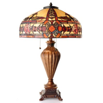 431-933 - Tiffany-Style 27.5" Algonquin Stained Glass Table Lamp 