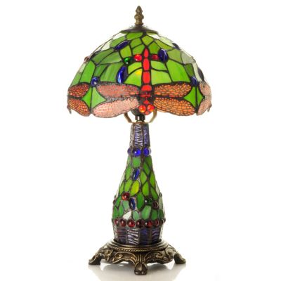 Tiffany Style Norah Double Lit Hanging Head Dragonfly Table Lamp