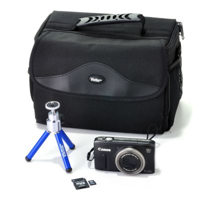 Canon PowerShot SX260 HS 12.1 MP Digital Camera, Case, Mini Blue Tripod,16GB SD