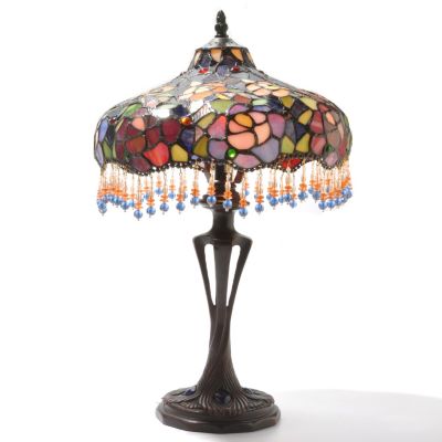 432-179 - Tiffany-Style 19.75" Blooming Beauty Antiqued Stained Glass Table Lamp