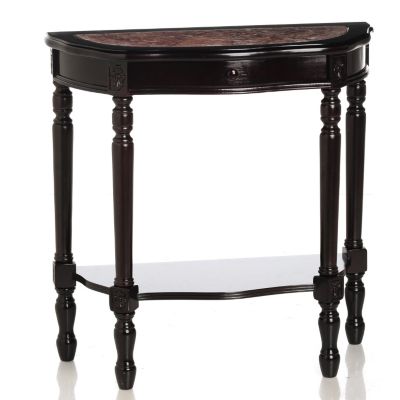 HAND CARVED FINNEGAN MARBLE DEMI LUNE TABLE