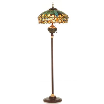 432-187 - Tiffany-Style 62.25" Summer's Sunset Stained Glass Double Lit Floor Lamp