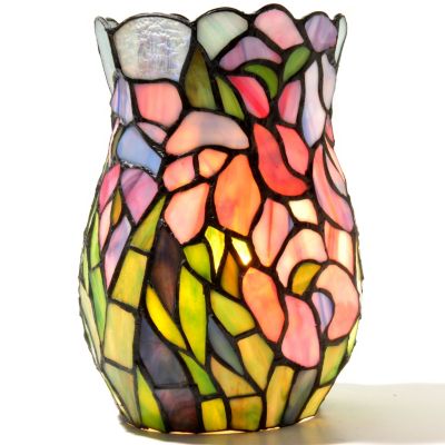 432-199 - Tiffany Style 8" The Elegant Iris Stained Glass Vase Lamp 