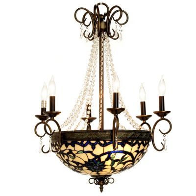 THE LIGHTS OF ESSEX TIFFANY STYLE HANGING CHANDELIER