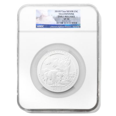 2010 5 OZ AMERICA THE BEAUTIFUL YELLOWSTONE NGC SP70 SILVER COIN
