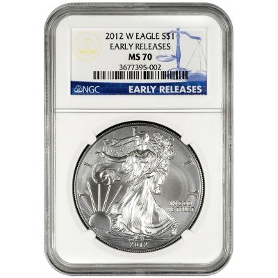 2012 W Silver American Eagle MS70 Burnished ER NGC Blue Label
