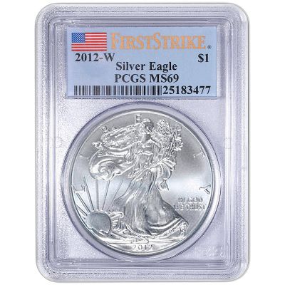 2012 W Silver American Eagle MS69 Burnished FS PCGS Flag Label