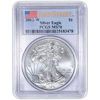 2012 W Silver American Eagle MS70 Burnished FS PCGS Flag Label