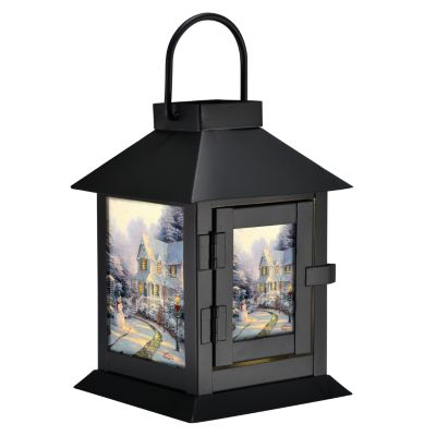 THOMAS KINKADE LED BLACK COACH LANTERN WITH TIMER