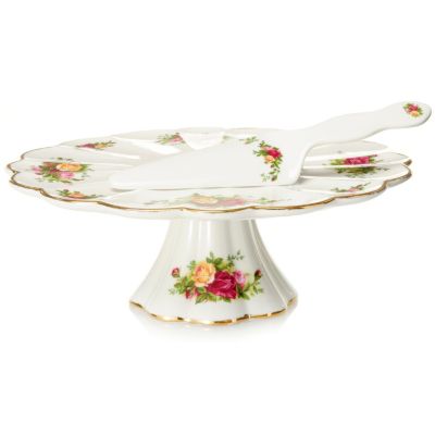 432-565 - Royal Albert&reg; Old Country Roses Cake Server & Footed Cake Plate Set