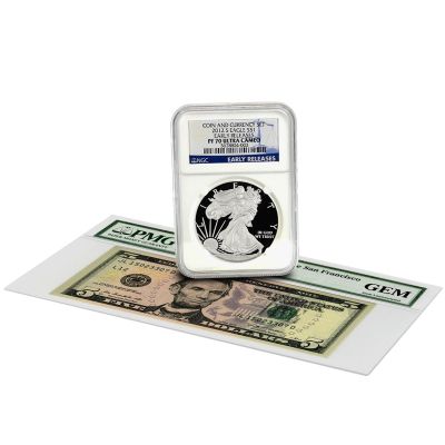 2012 S SILVER AMERICAN EAGLE COIN AND CURRENCY SET NGC PF70