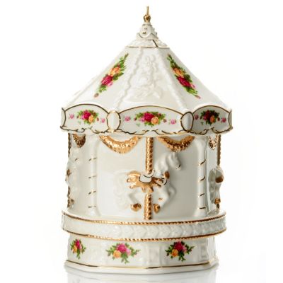 ROYAL ALBERT OLD COUNTRY ROSES MUSICAL CAROUSEL - SIGNED MD