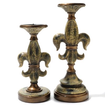 432-961 - Style at Home with Margie Fleur-de-lis Candleholder Set