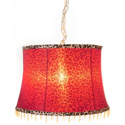 433-001 - Style at Home with Margie 10" Scarlet Leopard Beaded Hanging Lamp