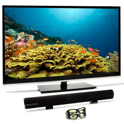 Hitachi 48" LED TV 1080P 120HZ, IP, 3D, 2 PR 3D Glasses, 133W Bluetooth Soundbar